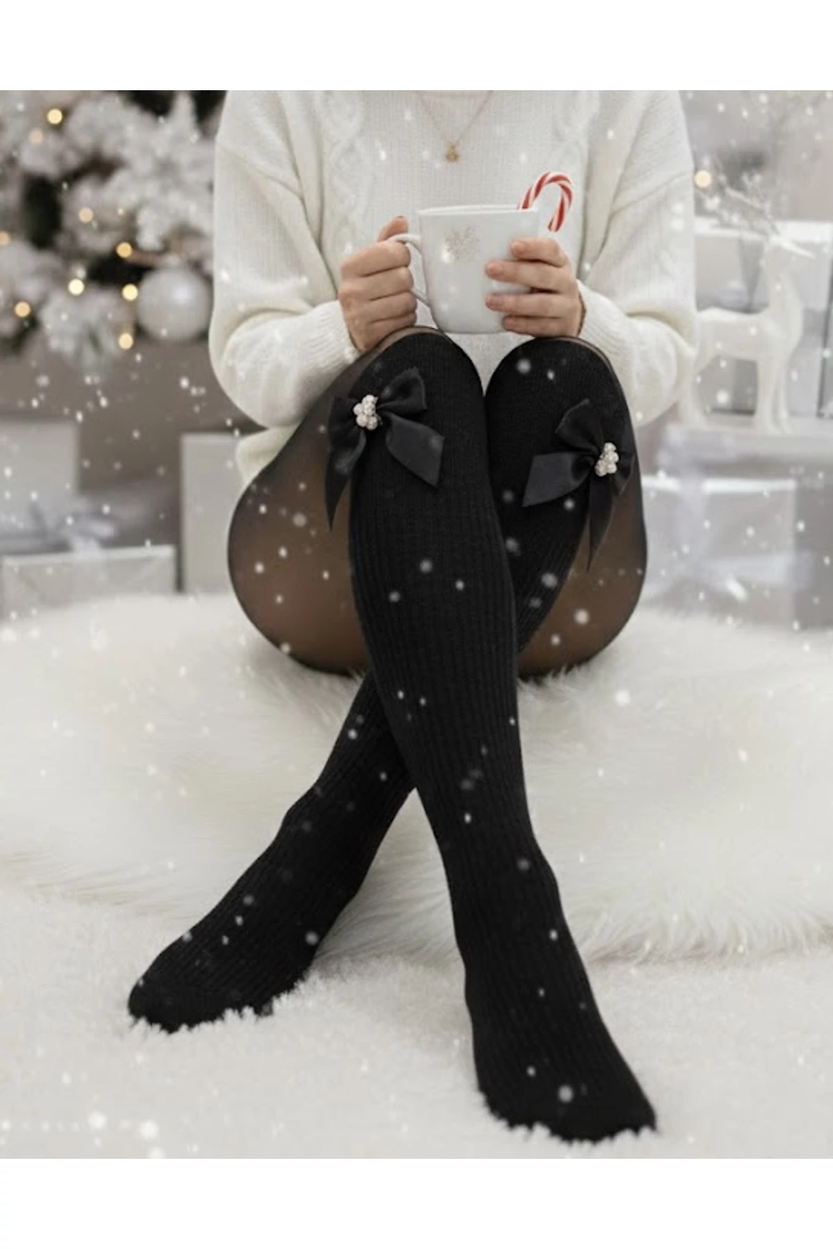 LEXI fekete masnis térdzokni