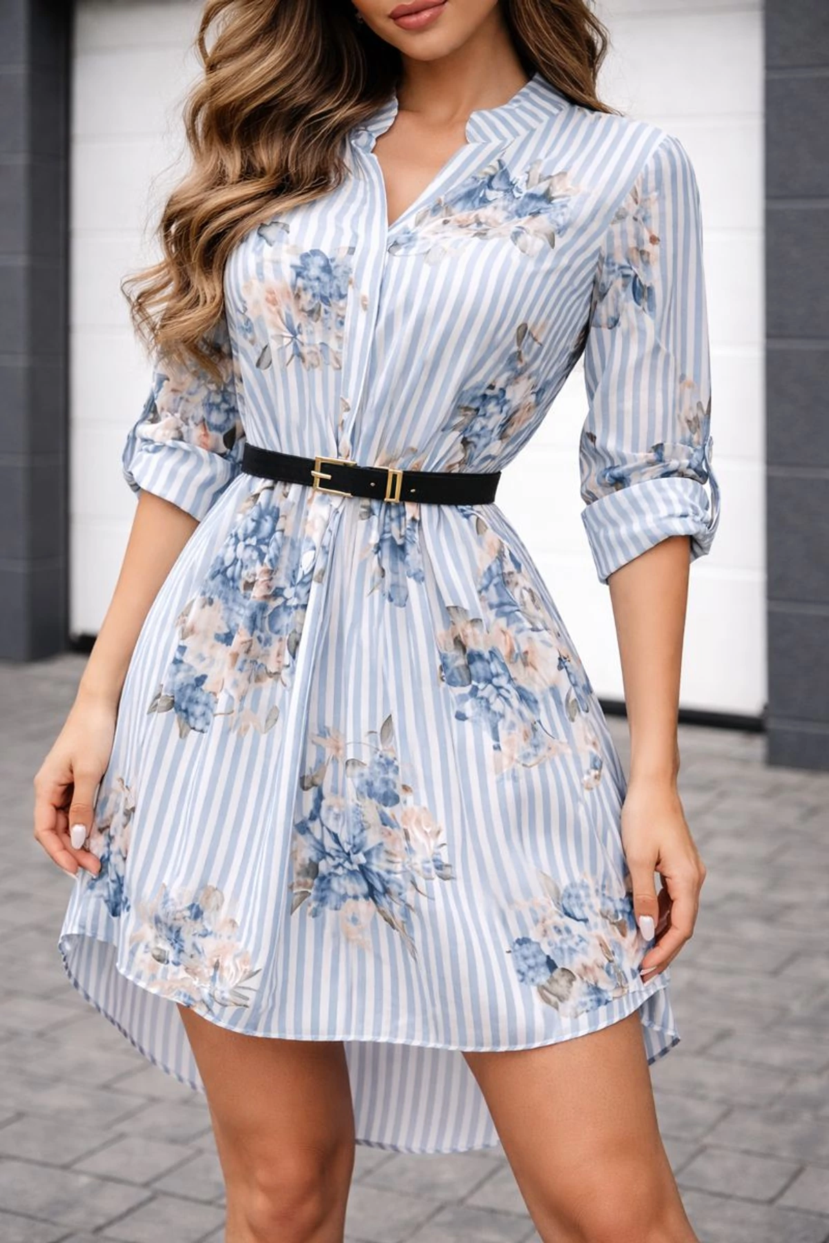 BRENDY kék ingruha övvel