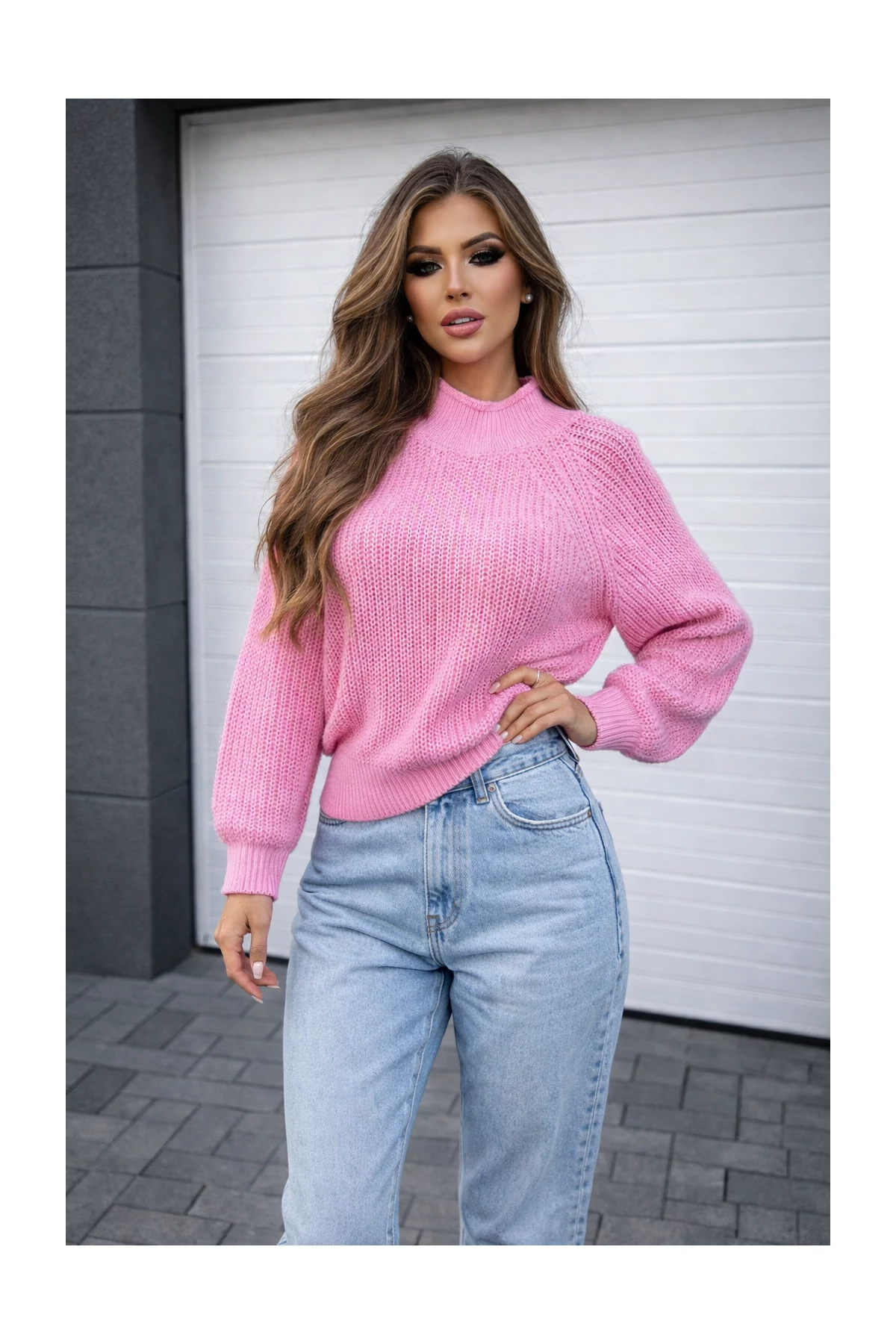 ARIAN rózsaszín kötött pulóver