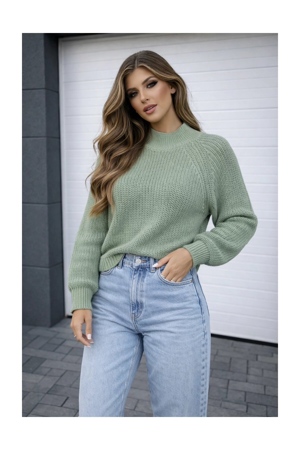 ARIAN zöld kötött pulóver