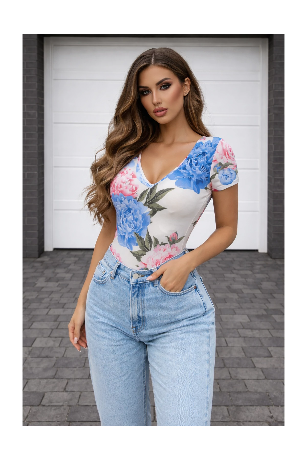 Clevin kék virágos body