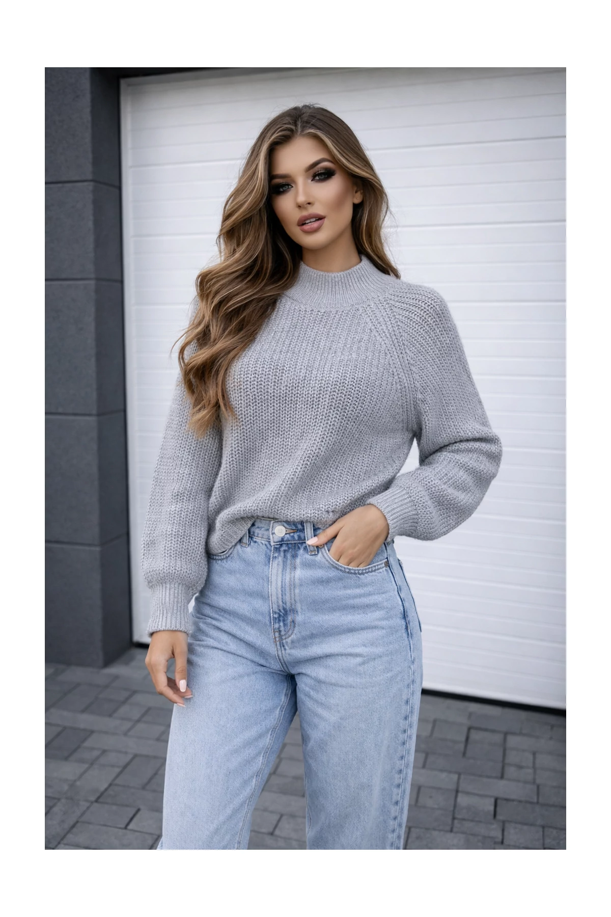 ARIAN szürke kötött pulóver