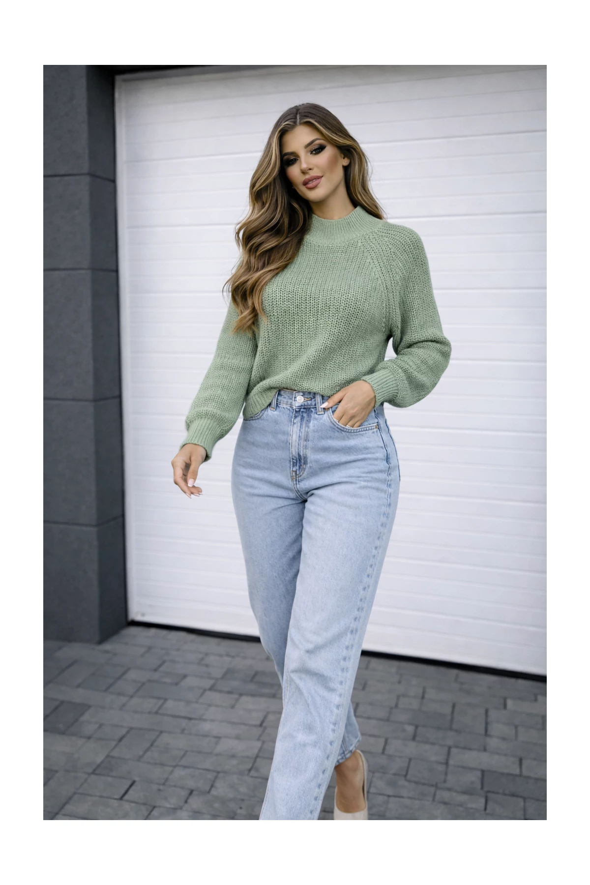 ARIAN zöld kötött pulóver