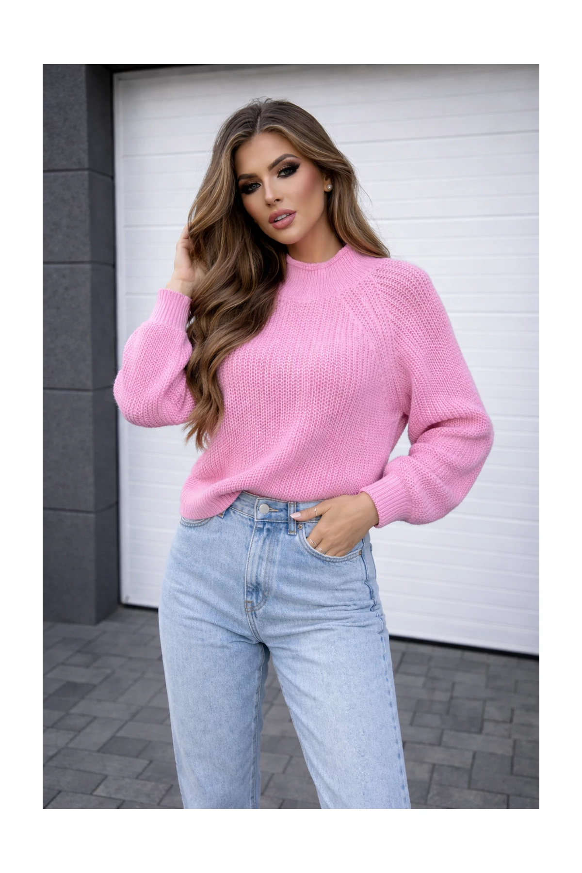 ARIAN rózsaszín kötött pulóver