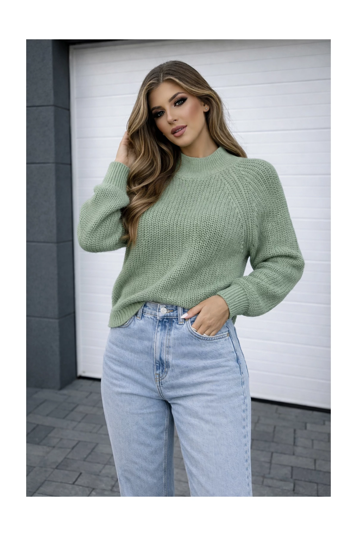 ARIAN zöld kötött pulóver