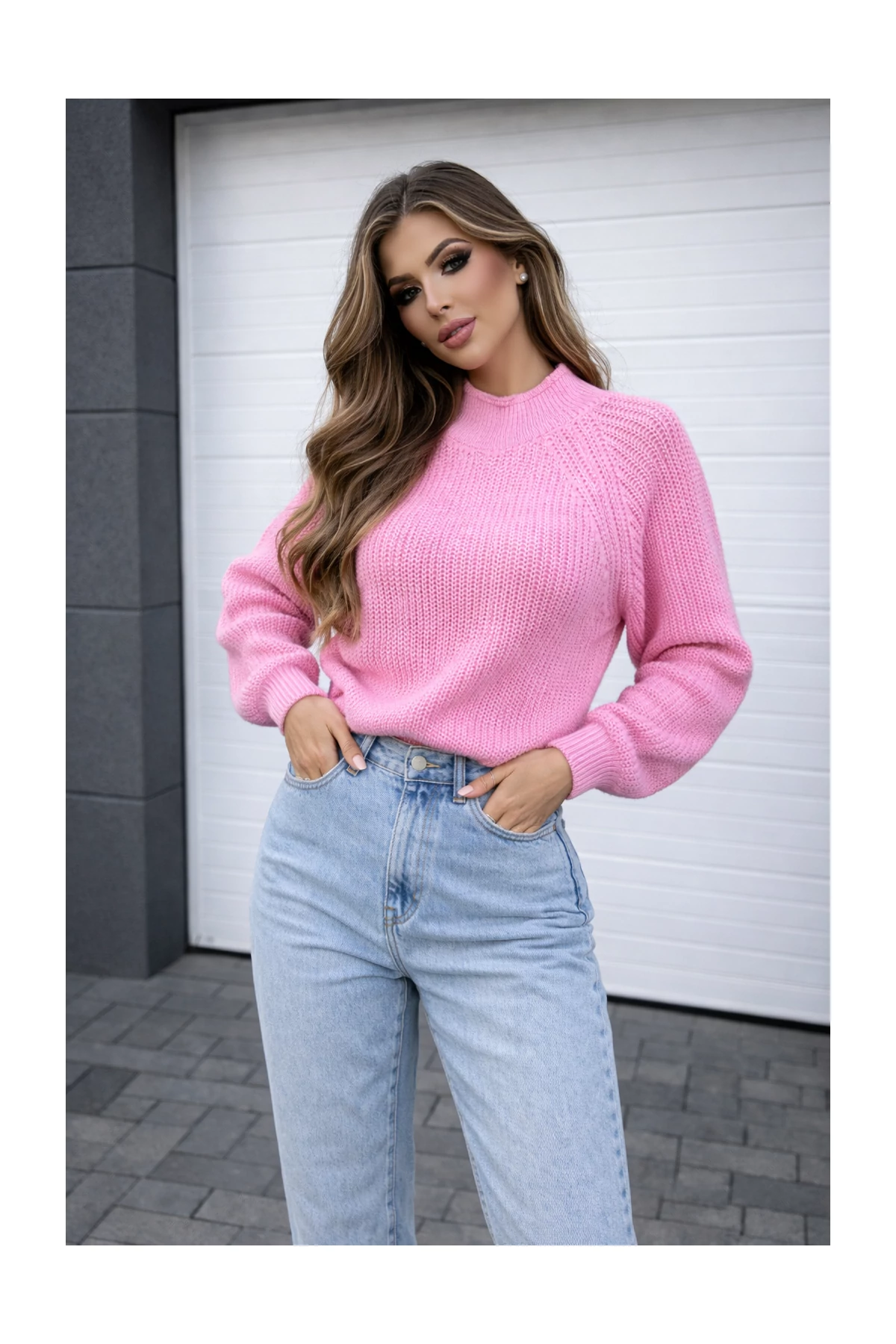 ARIAN rózsaszín kötött pulóver