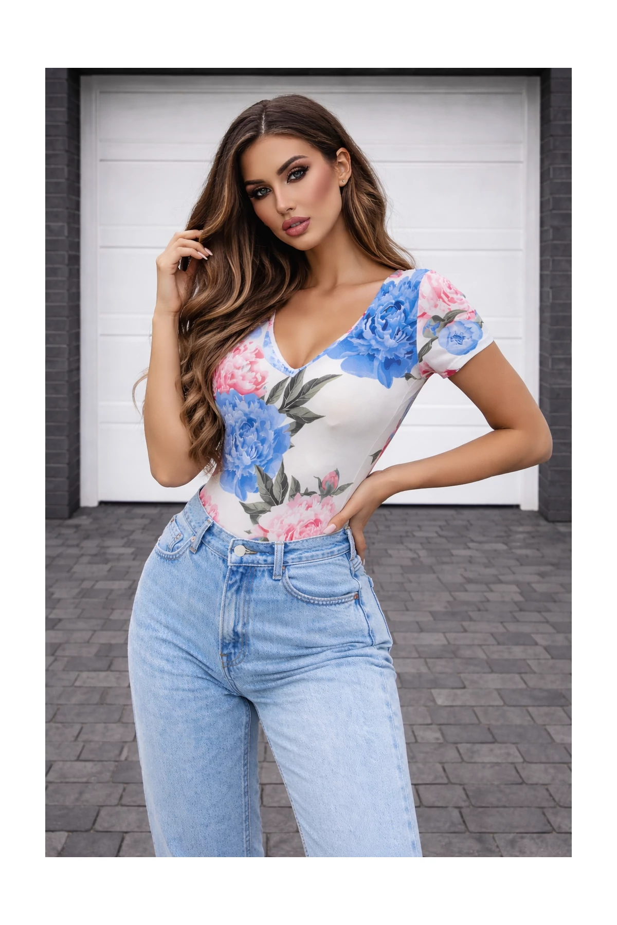 Clevin kék virágos body