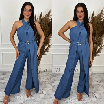 LOVELAKE farmer kék elegáns overál övvel