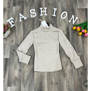 OBER bézs gyöngyökkel díszített felső