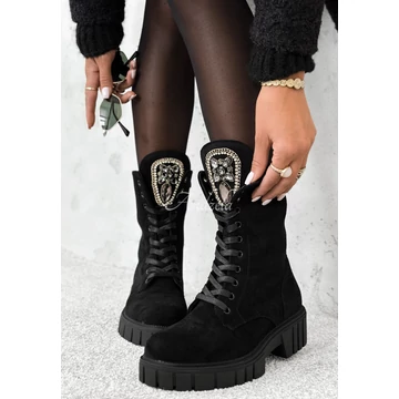 KASMER fekete velúr bakancs