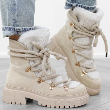 LAGER bézs bundás bakancs