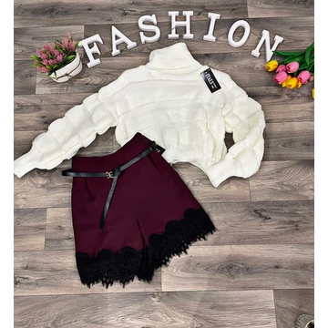 ZORA burgundi rövidnadrág övvel