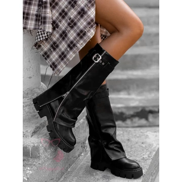 BRECY fekete műbőr csizma