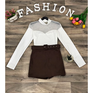 ANDEL barna velúr szoknyanadrág övvel