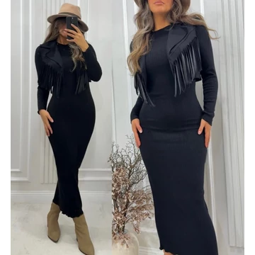 VIRALE fekete bodycon maxi kötött ruha