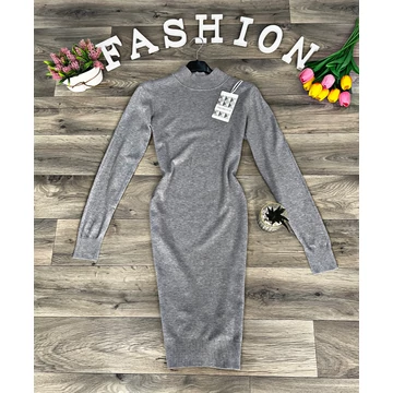 MAJA szürke puha kötött ruha