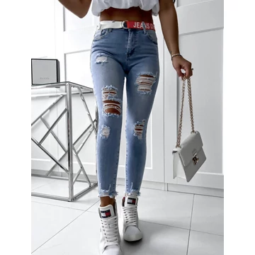 Tekla skinny farmernadrág övvel (magas derekú)