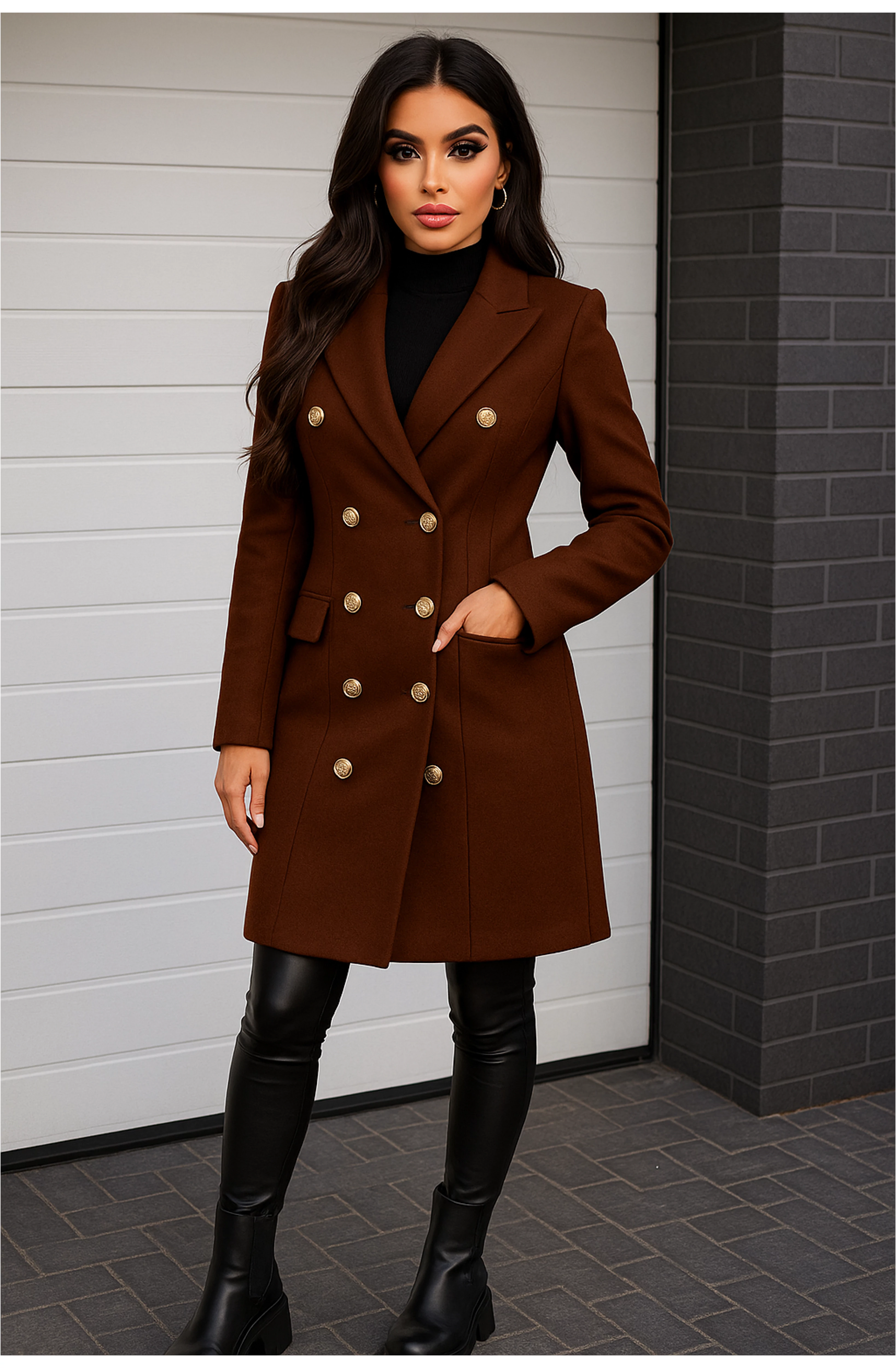 FLAGGY barna szövetkabát