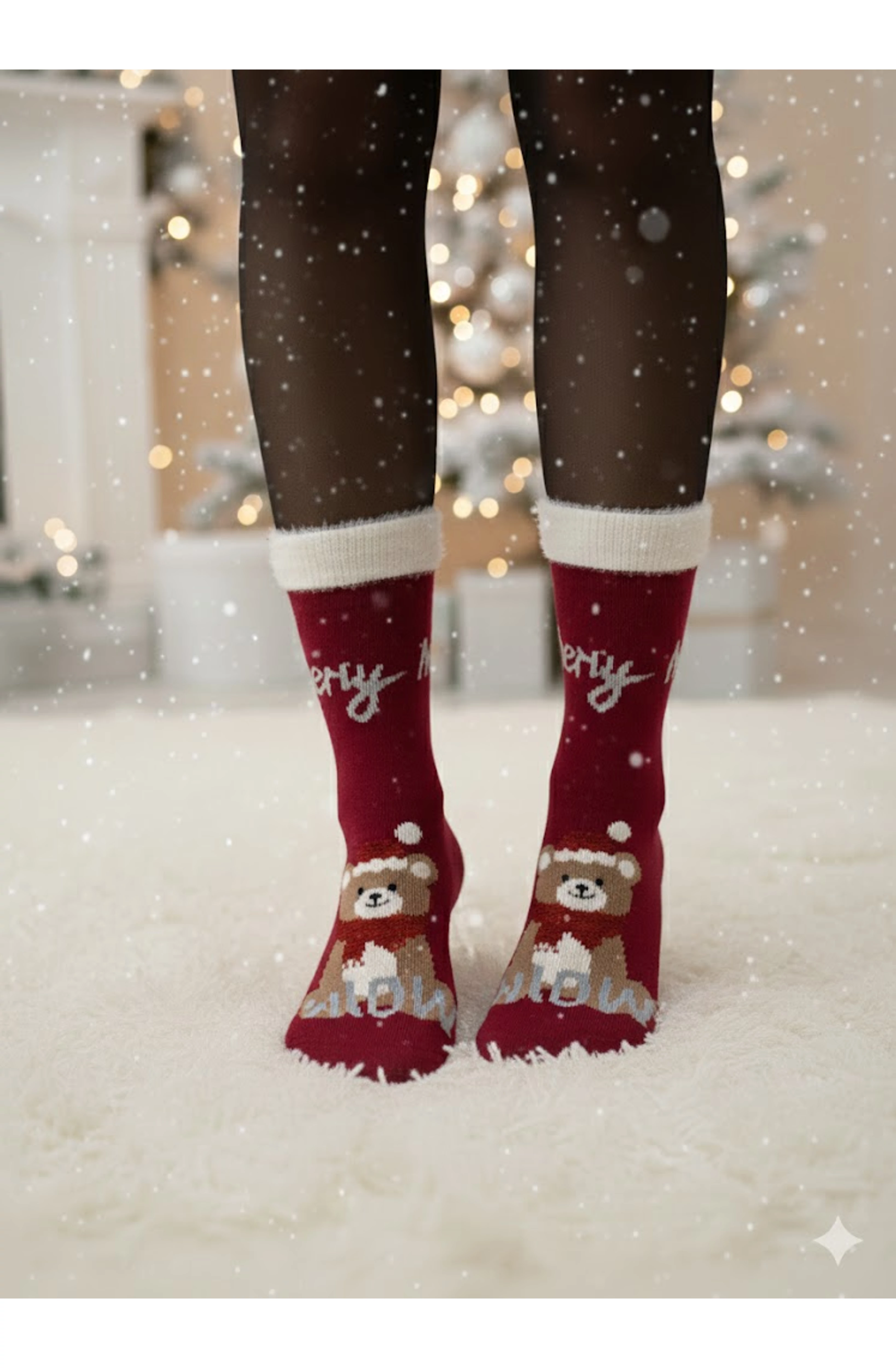 KARA piros mintás zokni