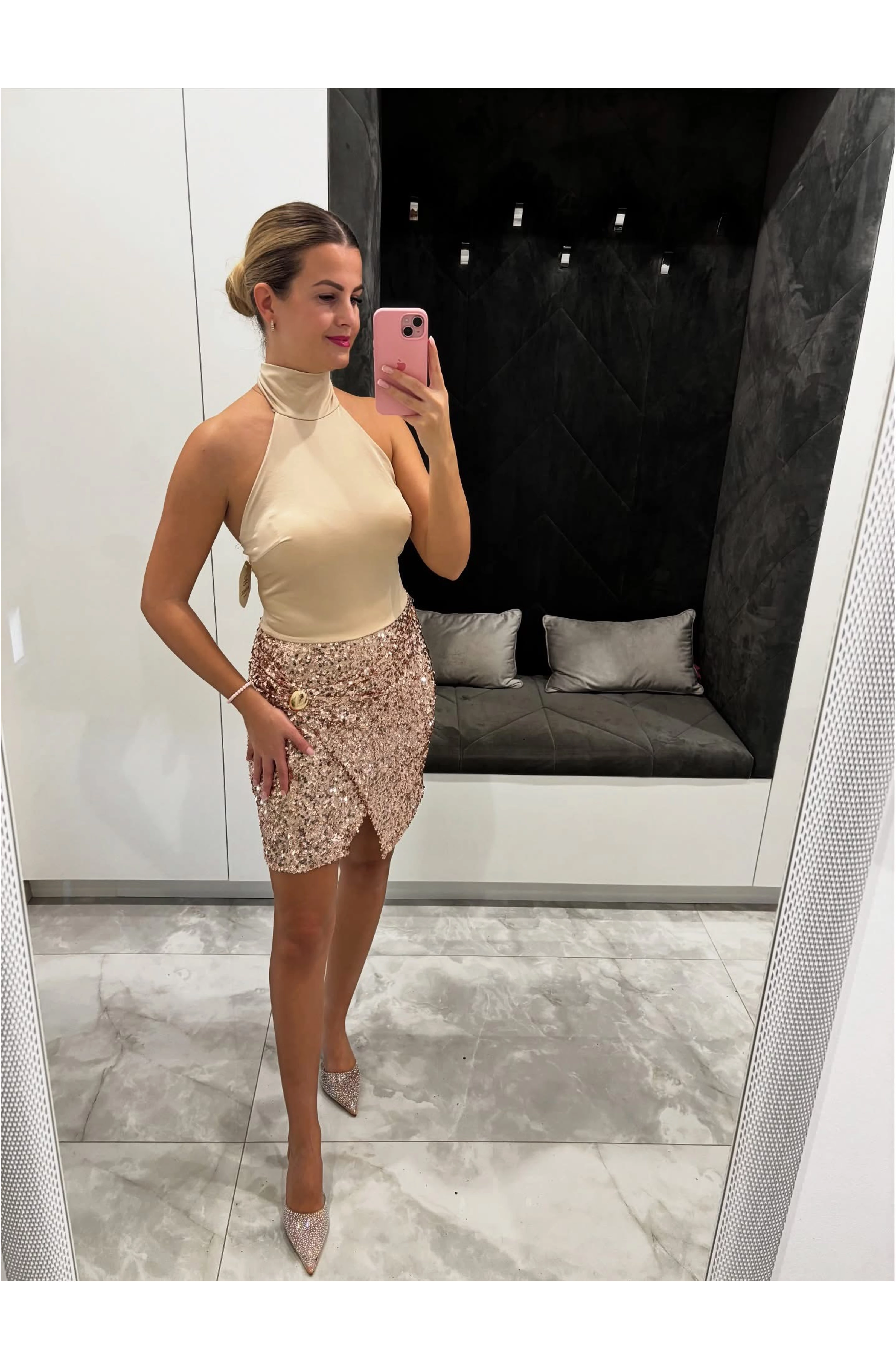 CHENDAL pezsgő flitteres ruha