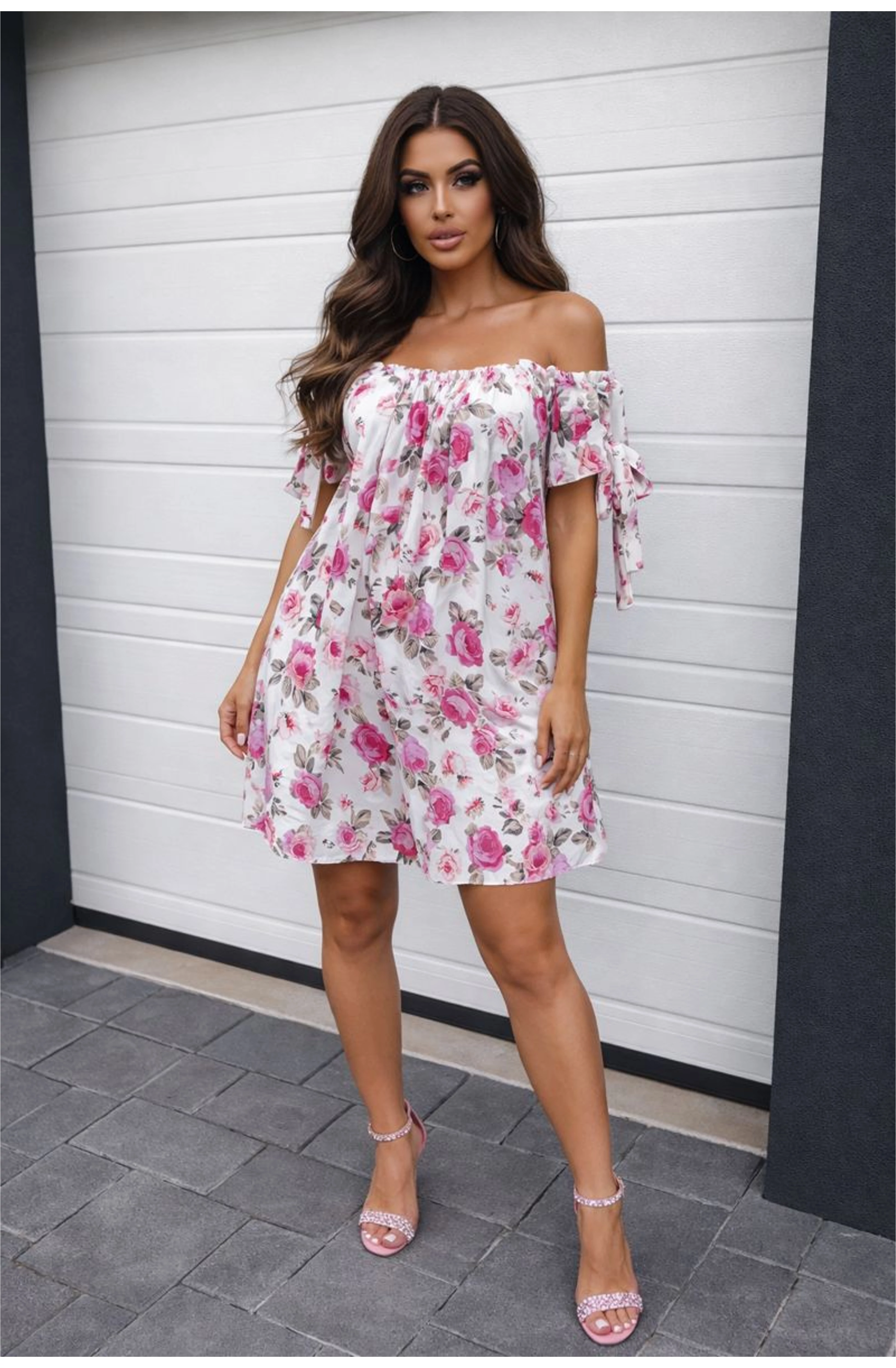 LOVLY fehér virágos ruha