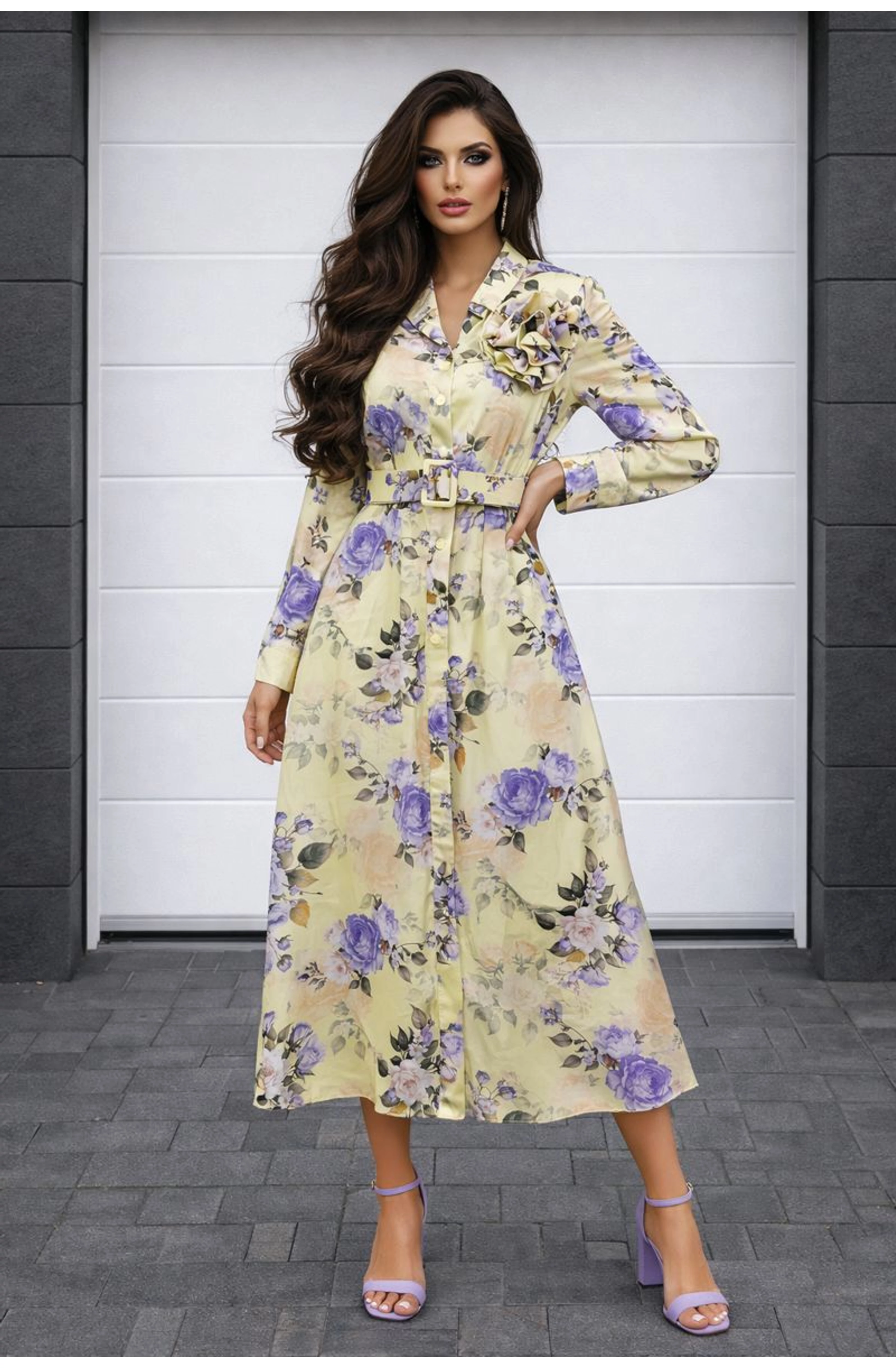 YLVEZ sárga virágos ruha
