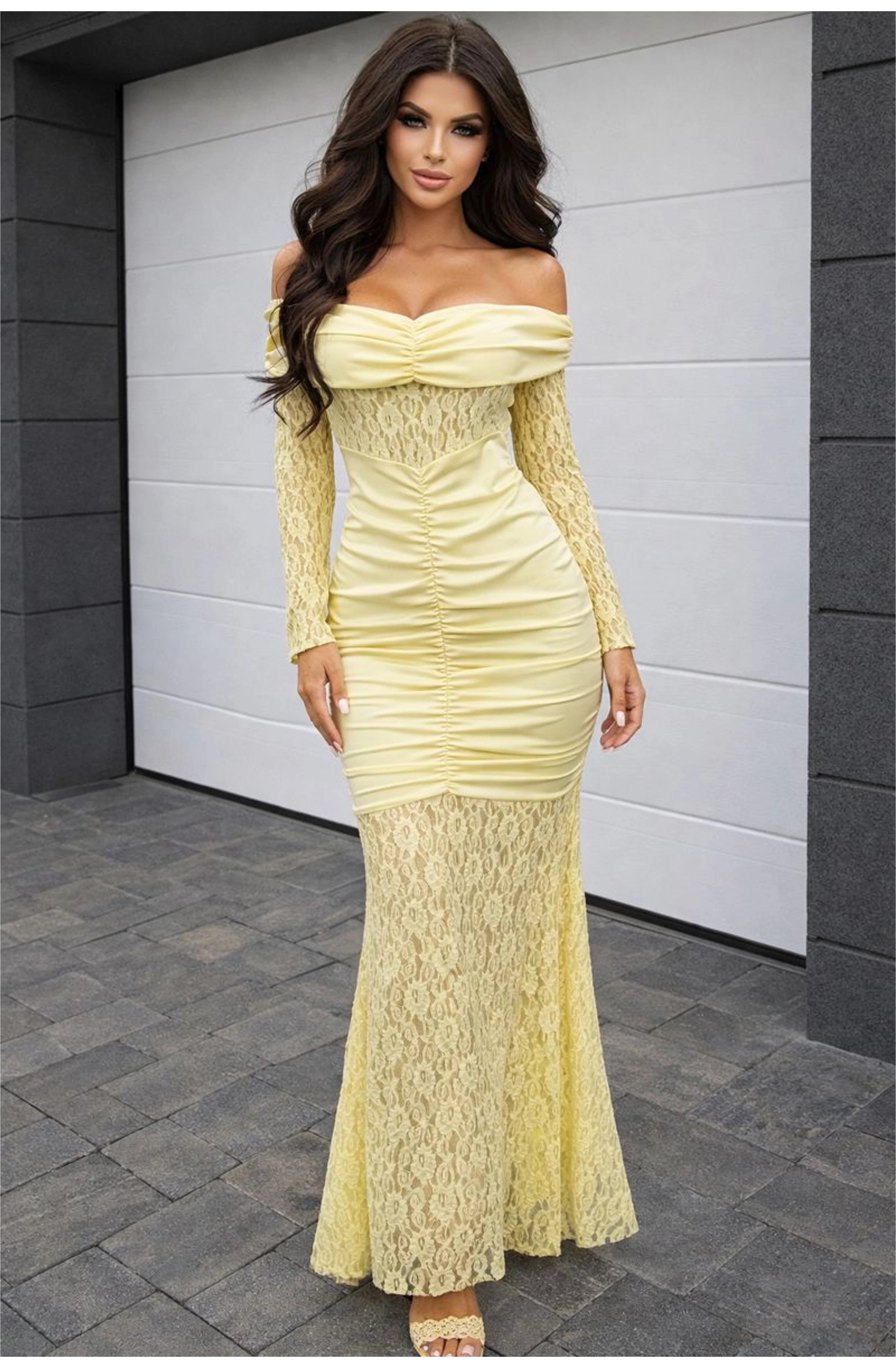 MELI sárga csipkés ruha