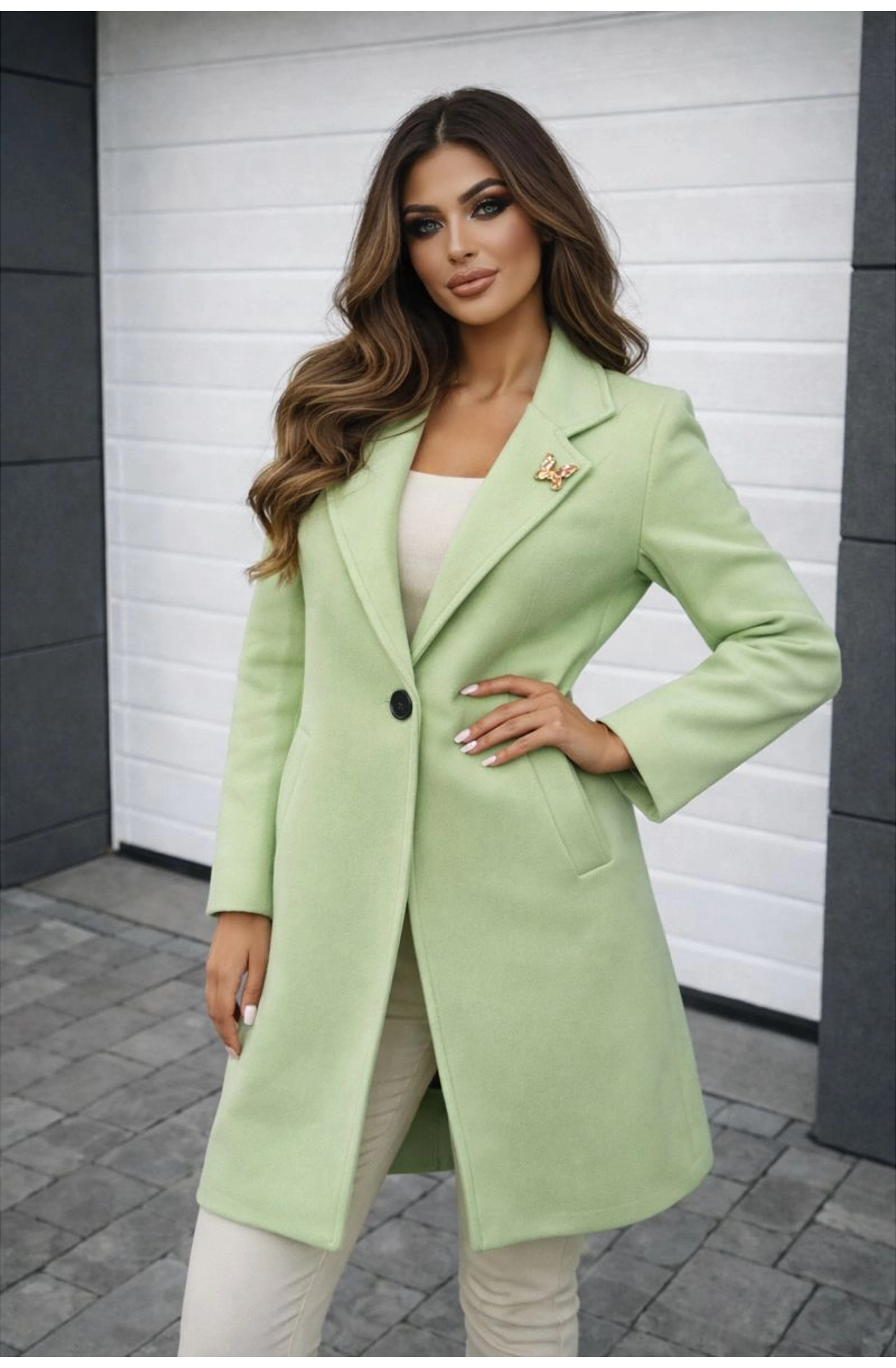 NILEN pasztell zöld tavaszi kabát