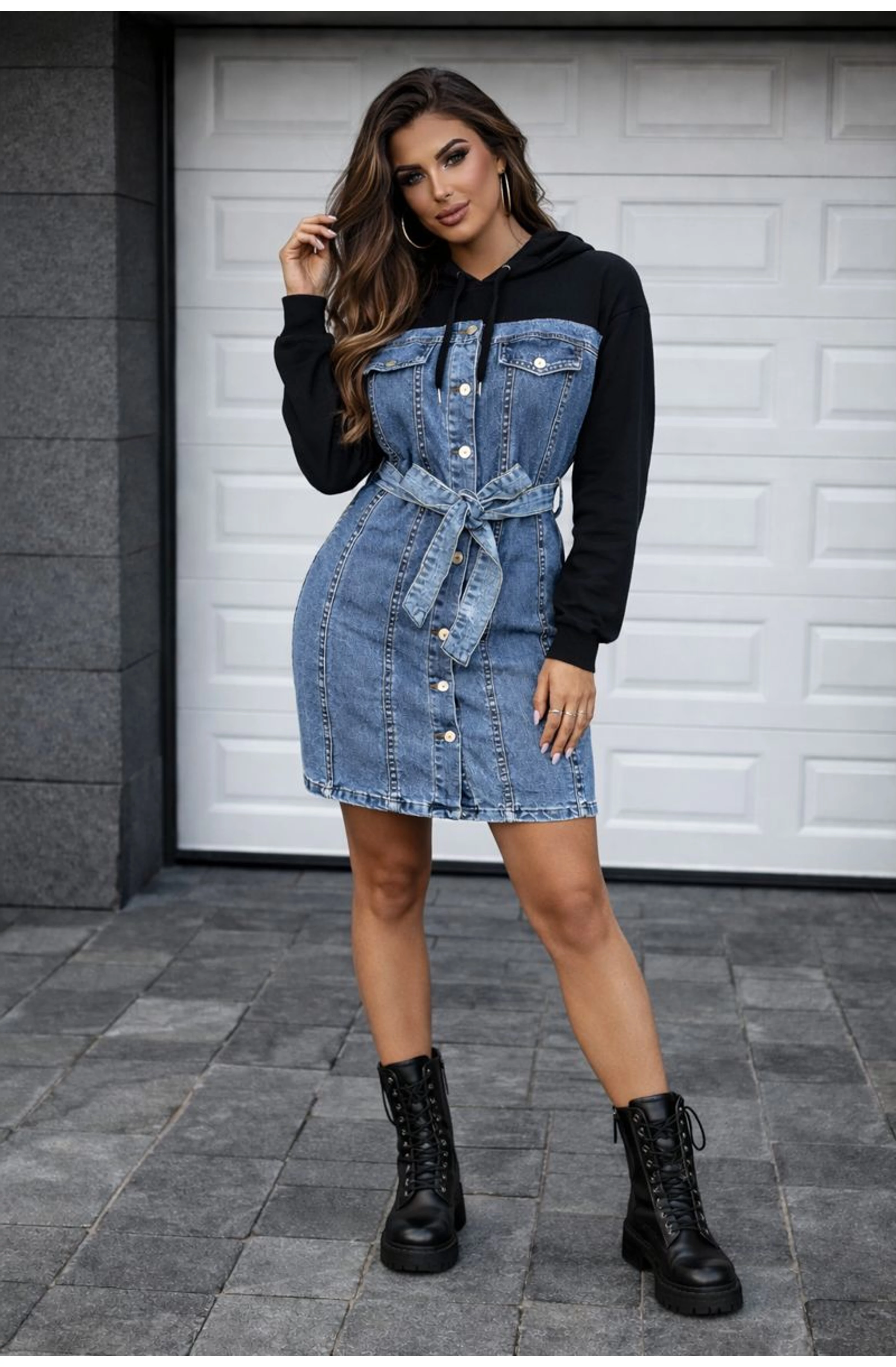 KARON fekete farmerruha