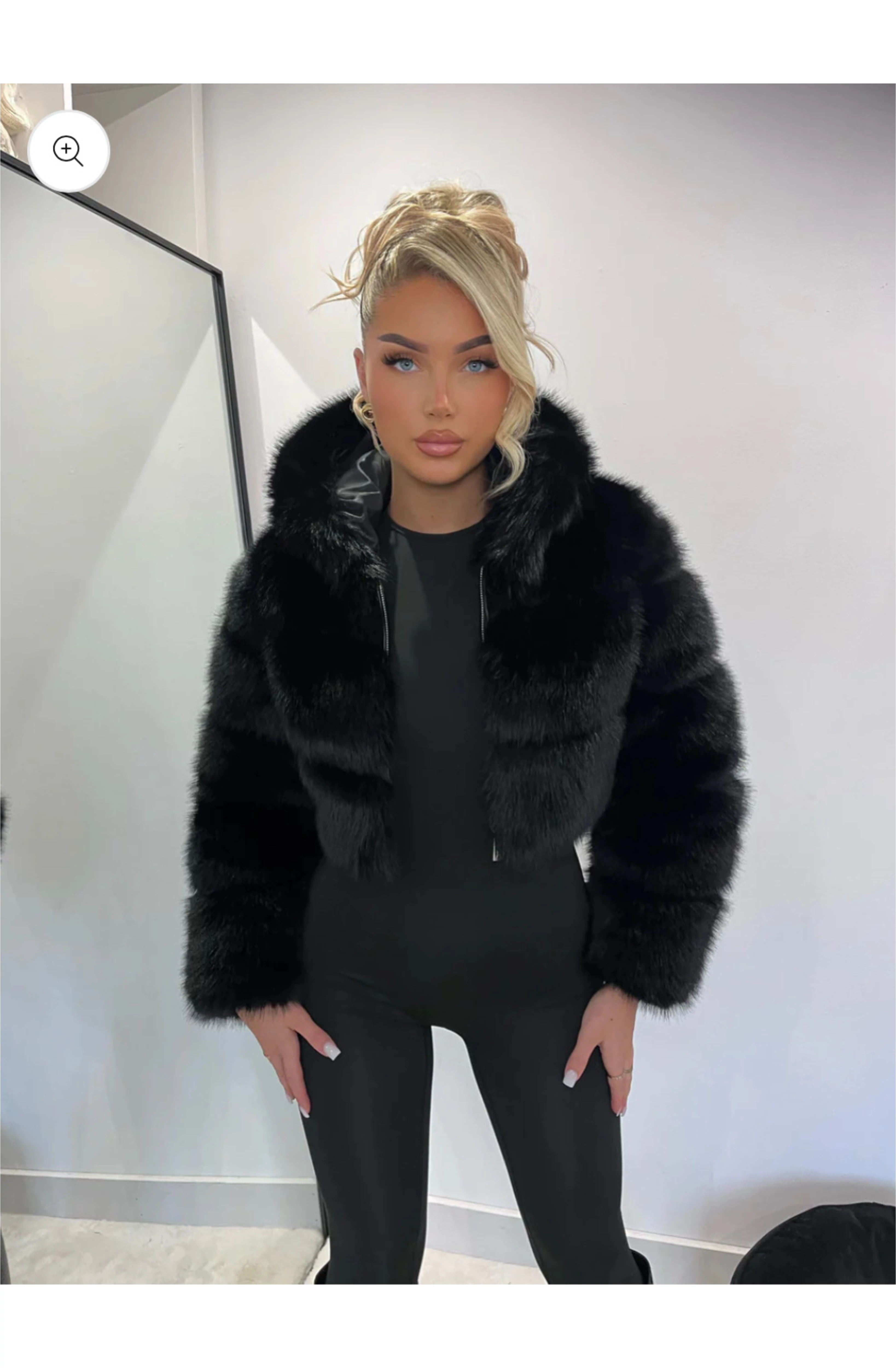 BARBA fekete kapucnis szőrme