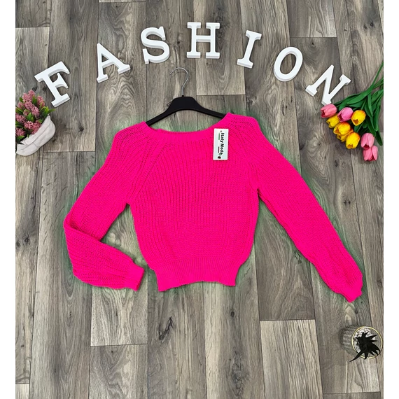 NOVA neon pink kötött pulóver