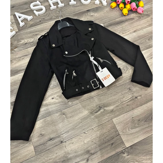 BAROS fekete őszi velúr kabát