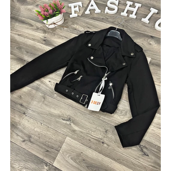 BAROS fekete őszi velúr kabát