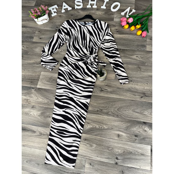 WESTY zebra mintás ruha derekán megkötővel
