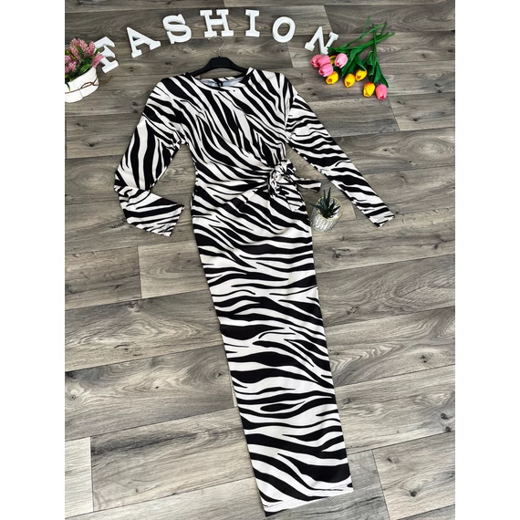 WESTY zebra mintás ruha derekán megkötővel