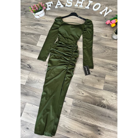 FESSIE khaki ráncolt ruha