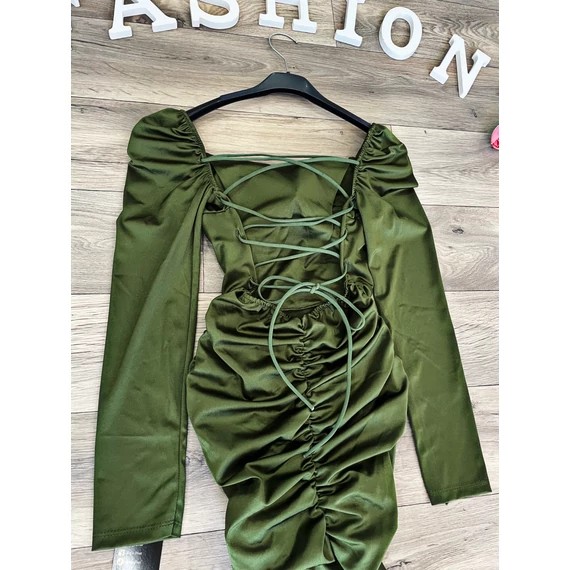 FESSIE khaki ráncolt ruha