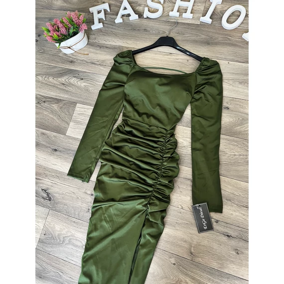 FESSIE khaki ráncolt ruha