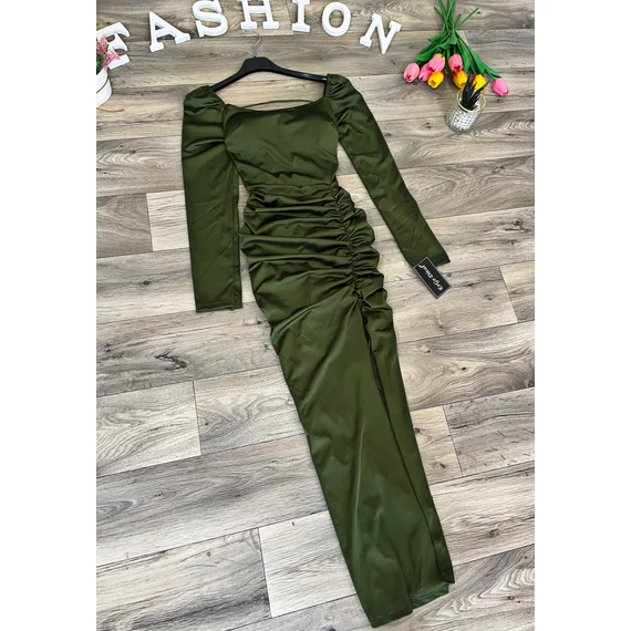 FESSIE khaki ráncolt ruha