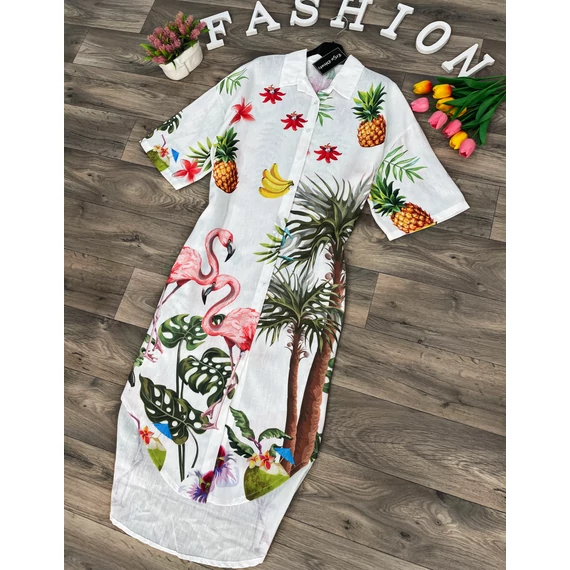 TROPICAL fehér vászon anyagú ingruha