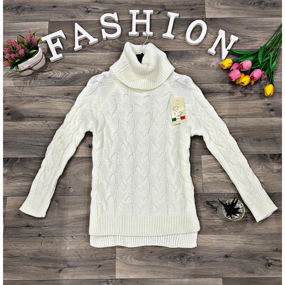 DINA fehér kötött pulóver