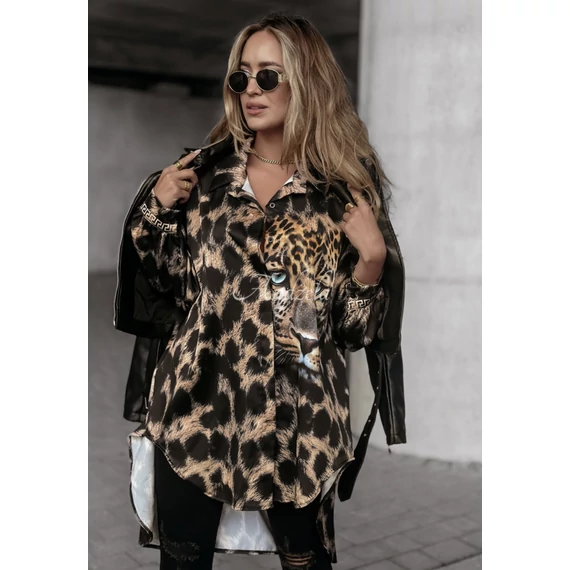 GLENDALE hosszított leopárd mintás ing