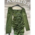 FESSIE khaki ráncolt ruha