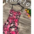 CYRILLA fekete virágmintás pliszírozott ruha